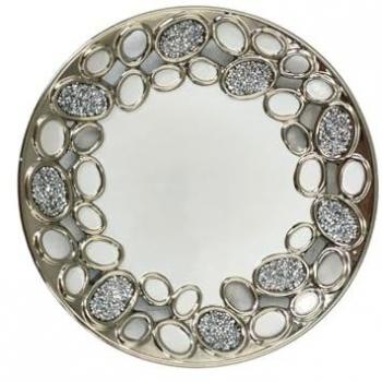Centro de Mesa Romimex Blanco Plateado Cerámica 28 x 4 x 28 cm