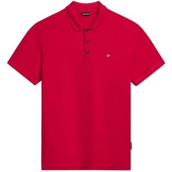 Napapijri Ealis Short Sleeve Red Polo Shirt for Men - Size S with Embroidered Logo