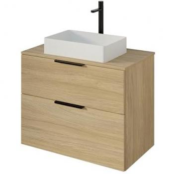 Mueble tocador TIM 80 cm para lavabo sobre encimera - color a elegir: Negro mate, Roble gris niebla