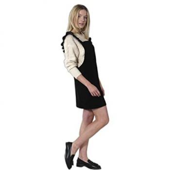 Deeluxe Tatiana Women's Rib Velvet Dungarees Dress in Black
