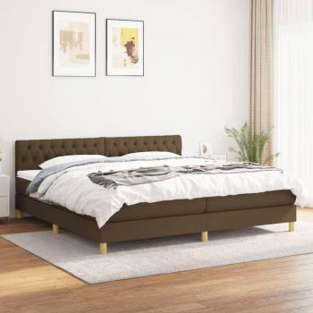 Cama box spring suave con colchón marrón oscuro 200x200 cm Tela