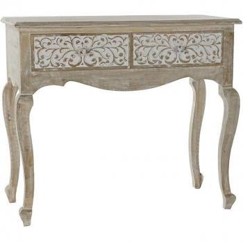 Consola de madera de mango natural con diseño multicolor y medidas 92x42x81 cm