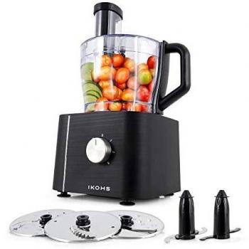 IKOHS KUTCREW - Procesador de Alimentos, Robot de Cocina Multifunción,Picadora, Batidora, Amasadora, Ralladora, 1100W, Bol Procesador 2L, 10 Modos, 3 Velocidades, Cuchillas de Acero Inoxidable