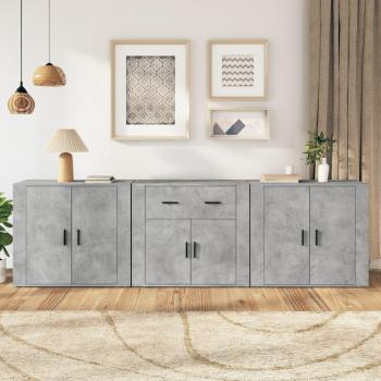 Aparador 3 piezas gris madera contrachapada hormigón multicapa