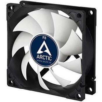 ARCTIC F8 - 80 mm Ventilador de Caja para CPU, Motor Muy Silencioso, Computadora, 2000 RPM - Negro/Blanco