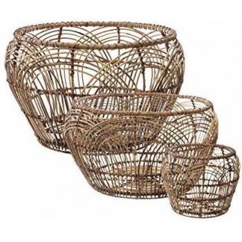 Set de 3 Cestas Redondas de Ratán Natural - Dimensiones Variadas - Atmosphera