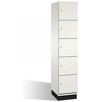 Armario de Compartimentos Bajo Llave Cambio C+P con 5 Compartimentos y Puertas HPL, Color Blanco
