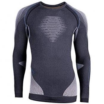 Camiseta Interior de Manga Larga UYN Evolutyon para Hombre, Melange Antracita/Nude/Avio, Talla XXL