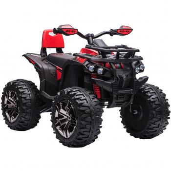 HOMCOM Quad Eléctrico 12V para Niños +3 Años con 2 Motores Faros Música Neumáticos de Suspensión Botones Avance y Retroceso Vehículo Eléctrico