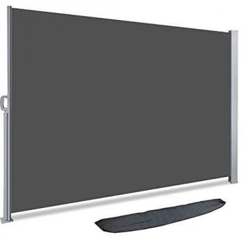 Toldo Lateral Retráctil VOUNOT 180x300cm Gris con Protección de Privacidad y Housse de Protección