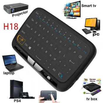 Mini Teclado Inalámbrico, Super-VIP H18 2.4G Wifi Mini Touchpad Gran Superficie táctil Gestos de dedo Teclado Ratón Touchpad Combo para Android TV Box, PC con Windows, HTPC, IPTV, Raspberry Pi, XBOX 360, PS3, PS4, Macbook.