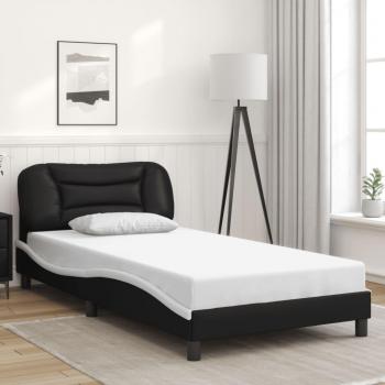 Cabecero de cama 100x200 cm en cuero sintético blanco y negro