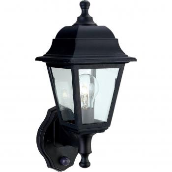 Aplique de pared Oslo con detector, resina negra, IP44, E27