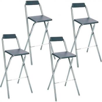 Set de 4 taburetes de bar Five con diseño moderno, estructura de metal resistente, asiento acolchado y tapizado en cuero sintético, altura ajustable y base antideslizante