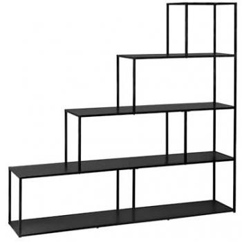 Estantería escalera industrial de metal negro con 4 niveles, 160x30x157 cm