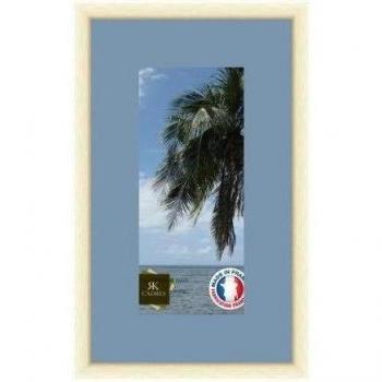 Marco de pared de fotos 31 x 14 x 14 x 31 cm, marco plateado moderno, 2,3 cm de longitud, de madera, madera, Blanc Cassé-39, Passe-Partout Bleu Clair