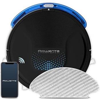 Rowenta X-plorer Serie 45 RR8265 Robot aspirador con mopa con infrarojos, especial alergias y casas con escaleras, compatible con smartphones y asistentes de voz con 2 mopas estándar, Aqua Power