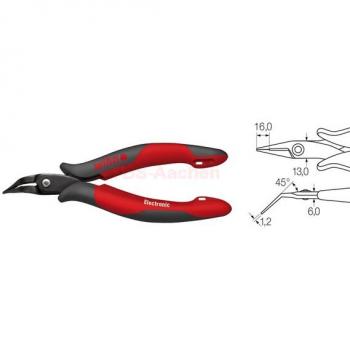 Wiha Tenazas de puntas Electronic con cabeza larga estrecha, forma curvada, aprox. 40°, 133 mm, 5 1/4' (41222)