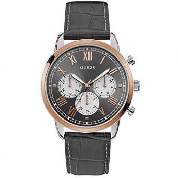 Guess Men's Analogue Quartz Watch with Leather Strap W1261G5