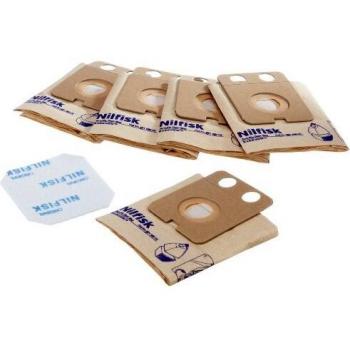 Nilfisk 22198000 - Pack de 5 bolsas de papel y prefiltro para Backum