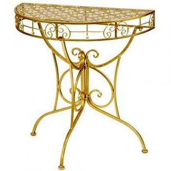 VidaXL Vintage Style Half Round Metal Side Table 72x36x74 cm Gold
