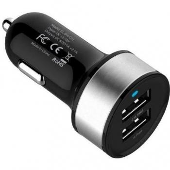 Mini Dual USB Car Charger 5 V 3.1 A/15 W de alta velocidad para iphone 5s/5 C, iPad mini, Galaxy S4/S3/Note 2/3, Nexus, iPod, dispositivos Android, todos, todos los iPhones, smartphones y tablets con funda de almacenamiento, color negro