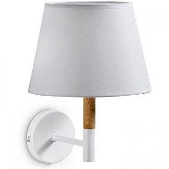 Kave Home - Aplique de Pared Orsen Blanco de Madera Maciza de Haya, Acero y algodón 100%