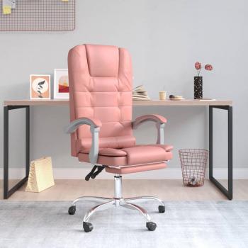 Silla de oficina reclinable masaje cuero sintético rosa Vidaxl Rosa