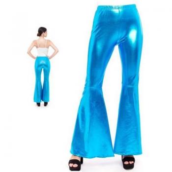 Pantalones de Campana Metalizado Turquesa Brillante para mujer