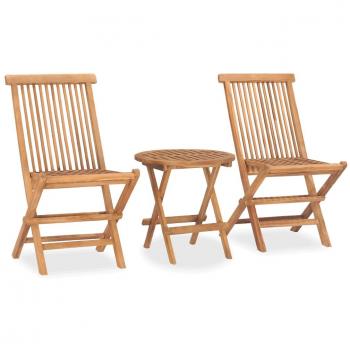 vidaXL 3 Piece Folding Outdoor Dining Set Solid Teak Wood