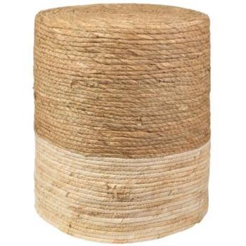 Taburete Romimex Blanco Natural Fibra Natural 33 x 39 x 33 cm