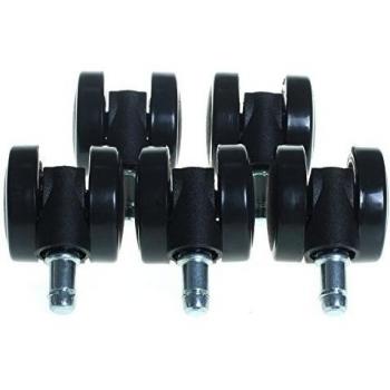 HIMRY 5 x – Suelo Ruedas con Freno Externa, Silla de Oficina Silla de Ruedas Ruedas parqué 11 mm de Oficina Silla de Ruedas para Suelos Duros, Ajustable Freno, Negro, kxd3202 Black