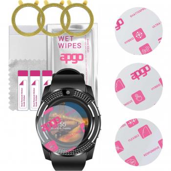 Protector de vidrio híbrido ultra claro 3x compatible con Smartwatch V8, vidrio nano flexible, excelente reemplazo para vidrio templado, resistente a rayones
