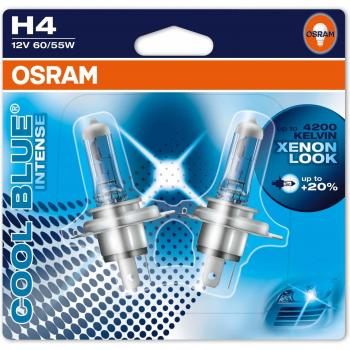 Osram 64193 Cool Blue Intense H4 Lámpara Halógena de Faros, 12 V, 60/55 W, Blíster Doble