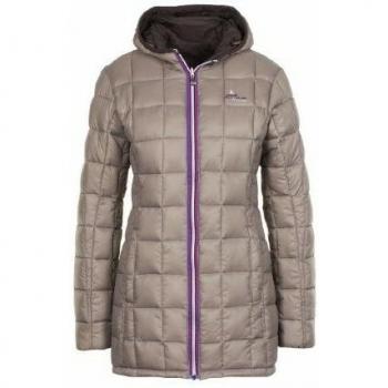 Peak Mountain Women's Reversible Long Down Jacket - Brown - Small