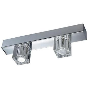 Regleta de Dos Luces Hydros con Tulipas de Cristal Óptico K9, Metal Cromado, IP20, 40W 220/240V