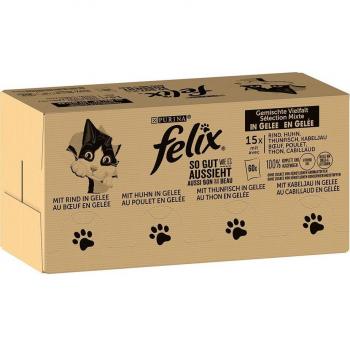 Purina Felix Fantastic Feast Variety Pack Wet Cat Food, 120 x 85g - Mixed Selection (Beef, Chicken, Cod, Tuna)
