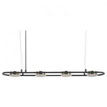 Lámpara Colgante Geométrica de Metal Negro y Latón con 4 Luces LED Integradas