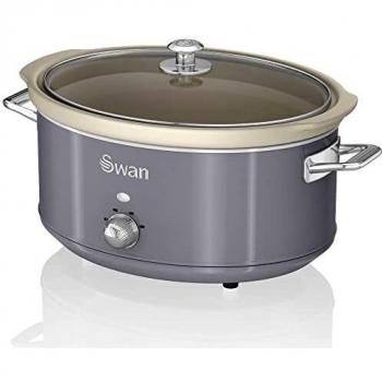 Swan Retro SF17031GRNEU Olla Cocción Lenta 6,5L Recipiente Extraíble, Antiadherente Cerámica libre