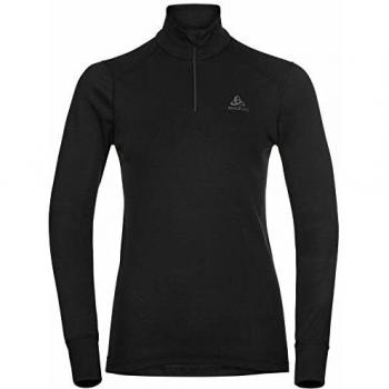 Camiseta Térmica de Manga Larga con Cuello Alto y Media Cremallera Odlo Active Warm Eco para Mujer - Negro - Talla S