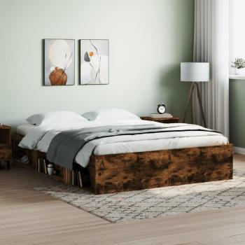 Cama solar Oak Smoke 160x200 cm - Estructura de cama en roble ahumado, dimensiones 160x200 cm, color marrón