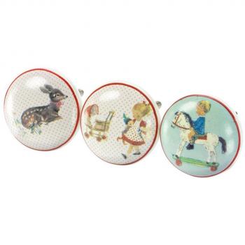 Cajón asas Vintage Kids en 3 Juego de con pequeñas pastellfarbenen motivos infantiles
