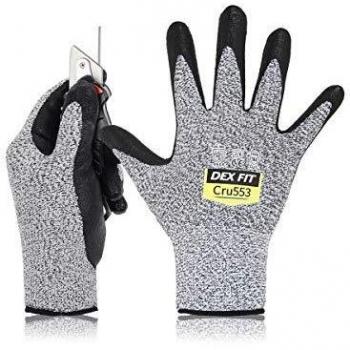 DEX FIT Guantes de Trabajo, Ajuste Cómodo Elástico 3D, Buen Agarre, Recubrimiento de Espuma Duradero de Nitrilo, Táctil, Lavable en la Lavadora, Fino y Ligero