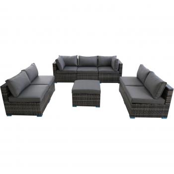 8 Pcs Grey Rattan Garden Furniture Set