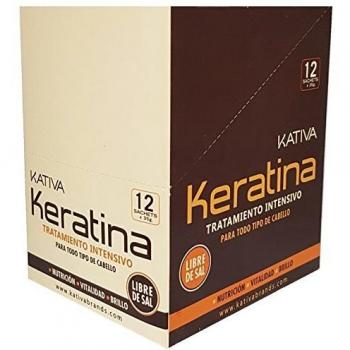 Kativa Keratina Mascarilla Pelo 35 gr | Cabello Dañado| Nutrición, Suavidad y Brillo | | Cabellos con Procesos Químicos y Alisados | Keratina Hidrolizada | Tratamiento Hidratante Cabello | 12 ud