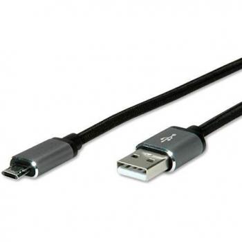 Cable USB 2.0 A a Micro B Reversible 1.8 m Negro Apantallado