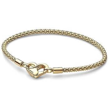 Pulsera Cadena Pandora Moments Dorada con Tachuelas de 14K | 21 cm | Silicona