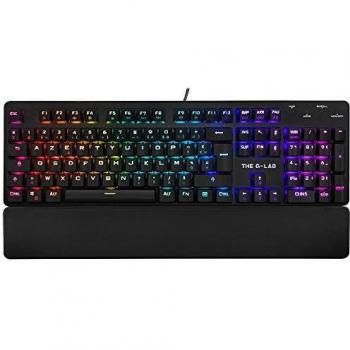 THE G-LAB Keyz Rubidium Teclado Mecánico Gaming – Alto Rendimiento – Teclado Mecánico Red Switch – Retroiluminación RGB, Anti-ghosting, ReposaMuñecas - PC, PS4, Xbox One