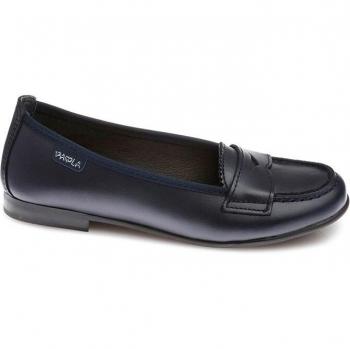 Mocasines de niña Pablosky 844520 en piel azul marino con suela antideslizante