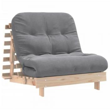 Futón sofá cama con colchón de madera maciza de pino 80x206x11 cm